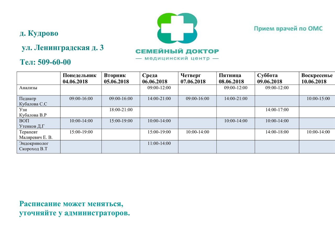 Вызов врача на дом кудрово